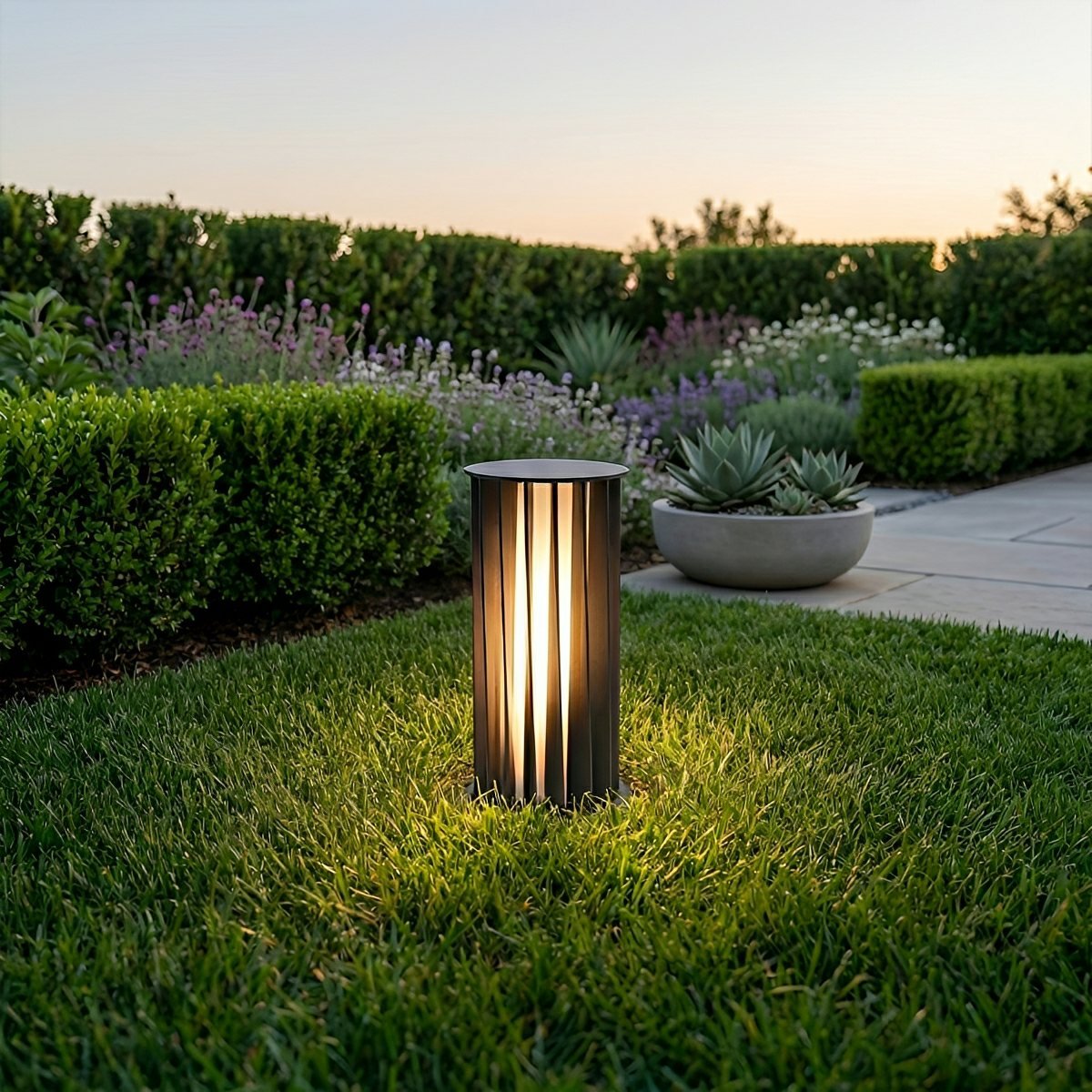 Cylindrical Twisted LED Waterproof Black Modern Pathway Light Floor Lamp
