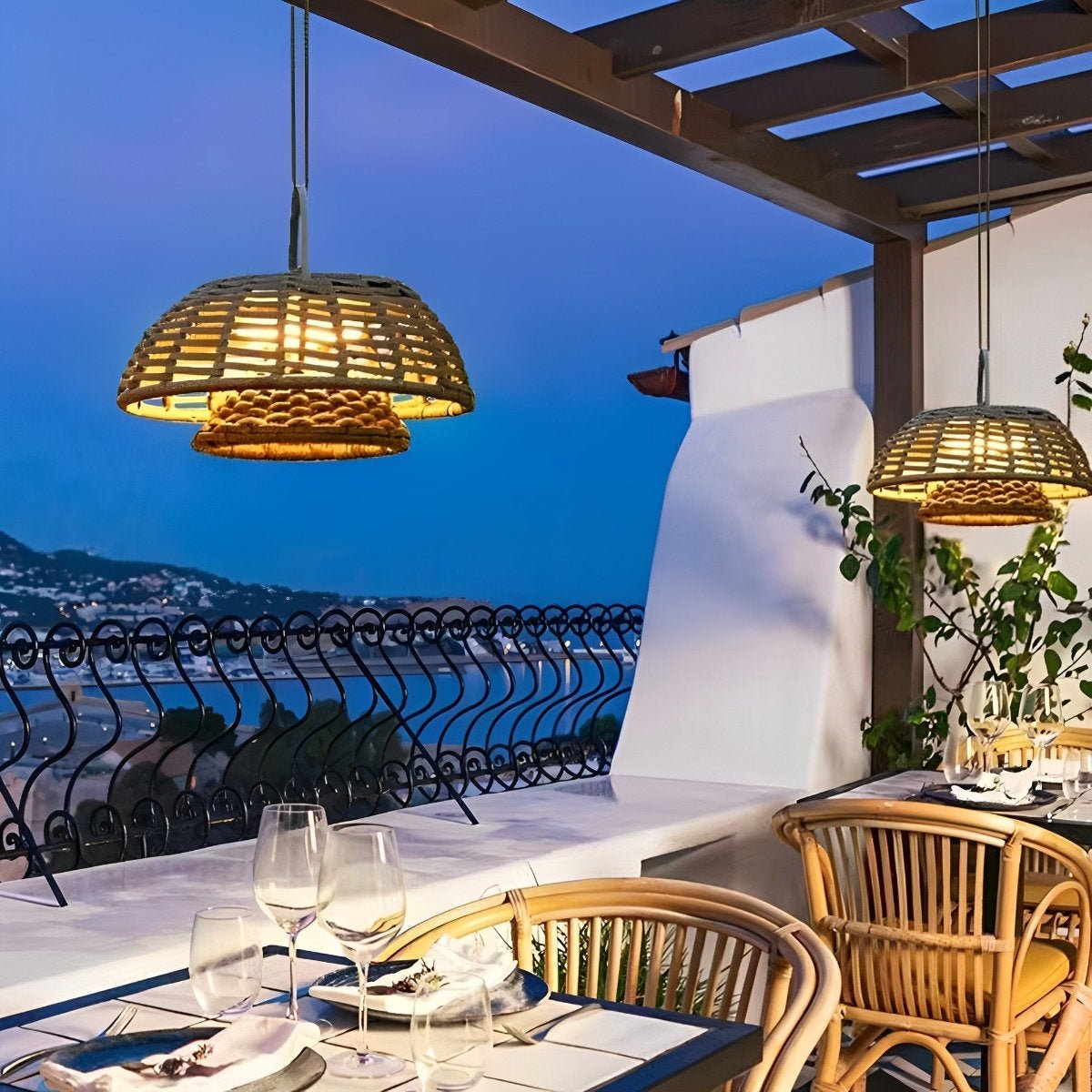 Outdoor Waterproof Hanging Lights Rattan Courtyard Patio Landscape Lamp