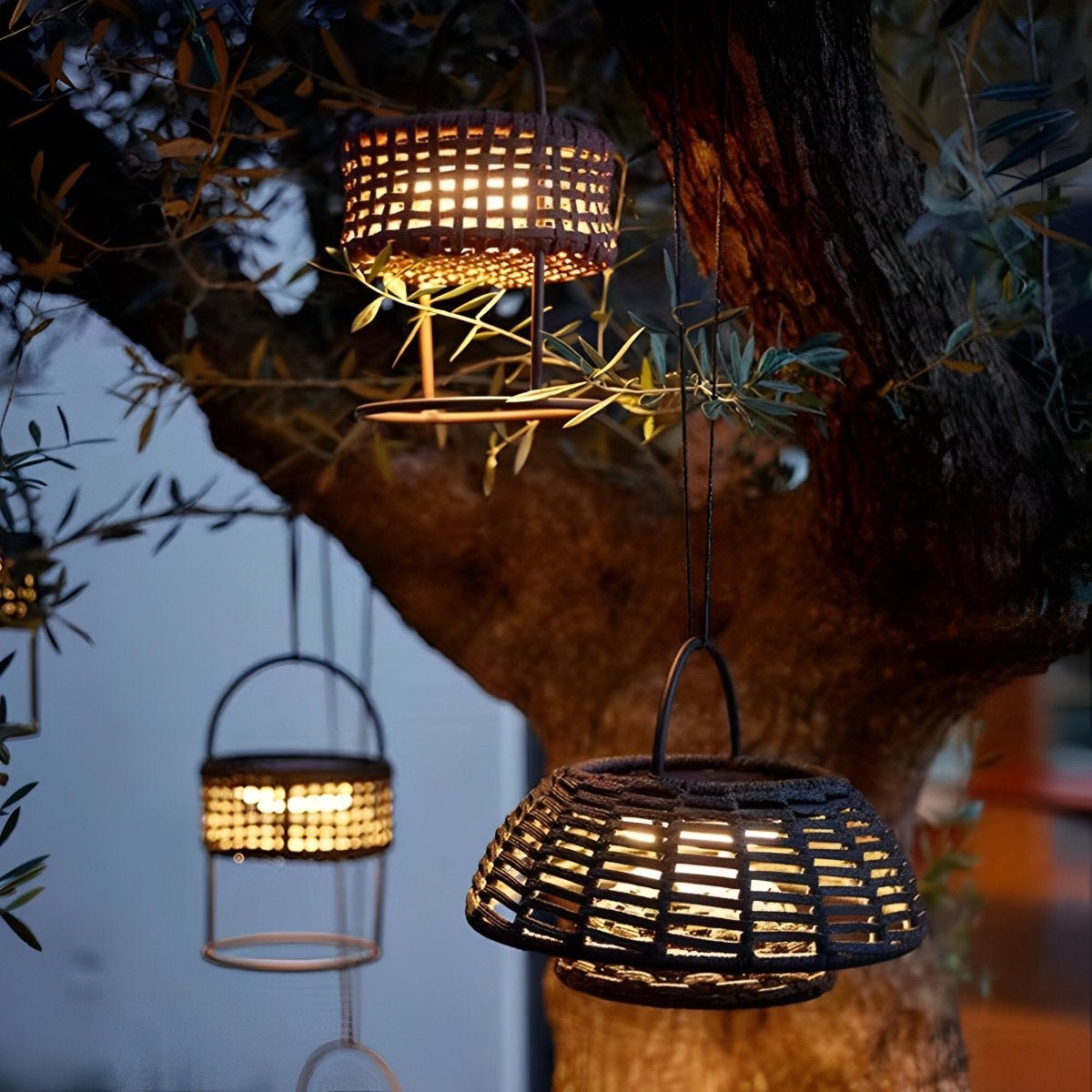 Outdoor Waterproof Hanging Lights Rattan Courtyard Patio Landscape Lamp
