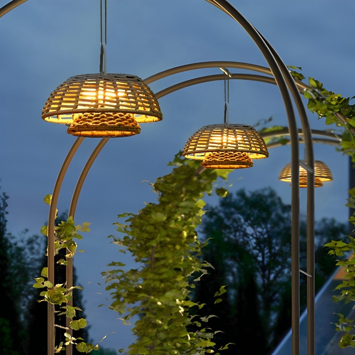 Outdoor Waterproof Hanging Lights Rattan Courtyard Patio Landscape Lamp