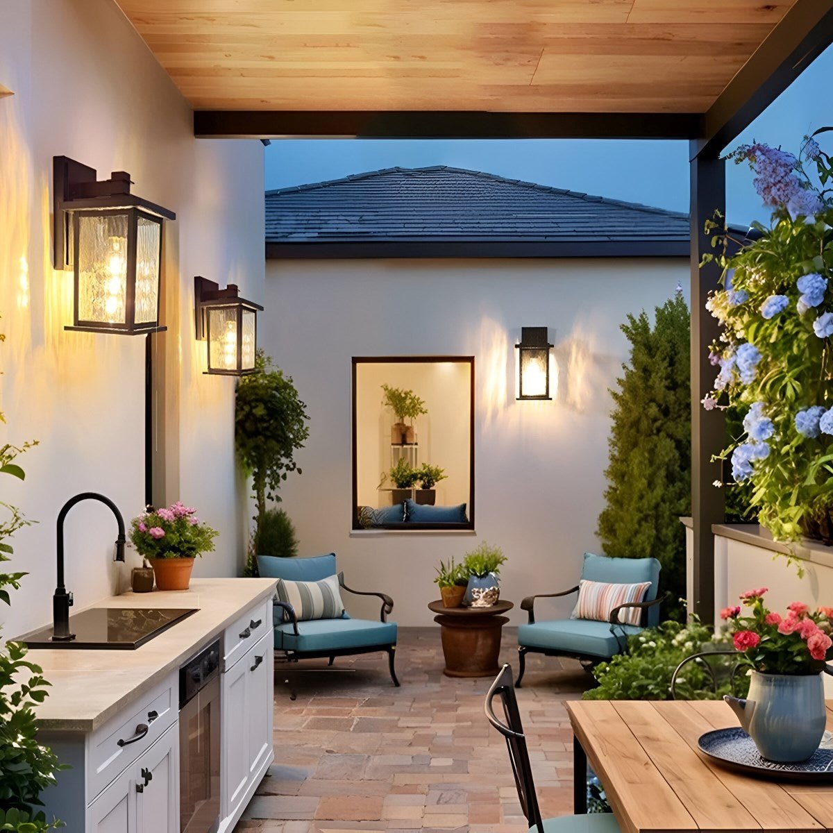 Rustic Rectangular Waterproof Outdoor LED Porch Wall Lights