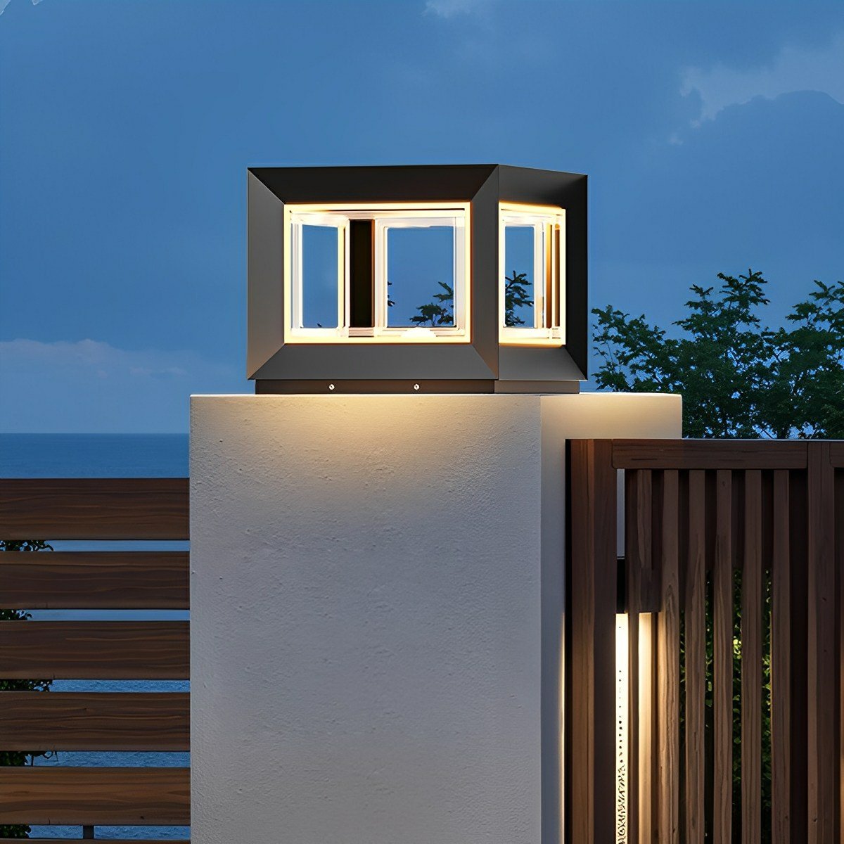 Square Modern Stainless Steel Waterproof LED Outdoor Post Lights