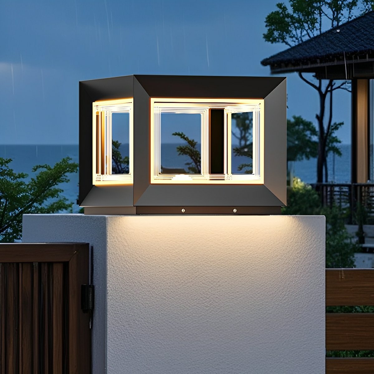 Square Modern Stainless Steel Waterproof LED Outdoor Post Lights