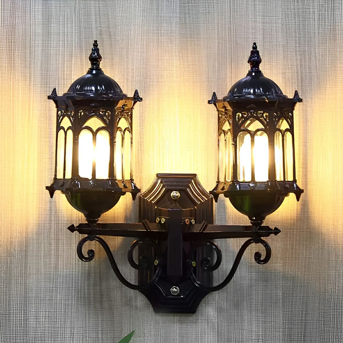 Vintage Rustic Castle Double Head  Waterproof Outdoor LED Porch Wall Lights