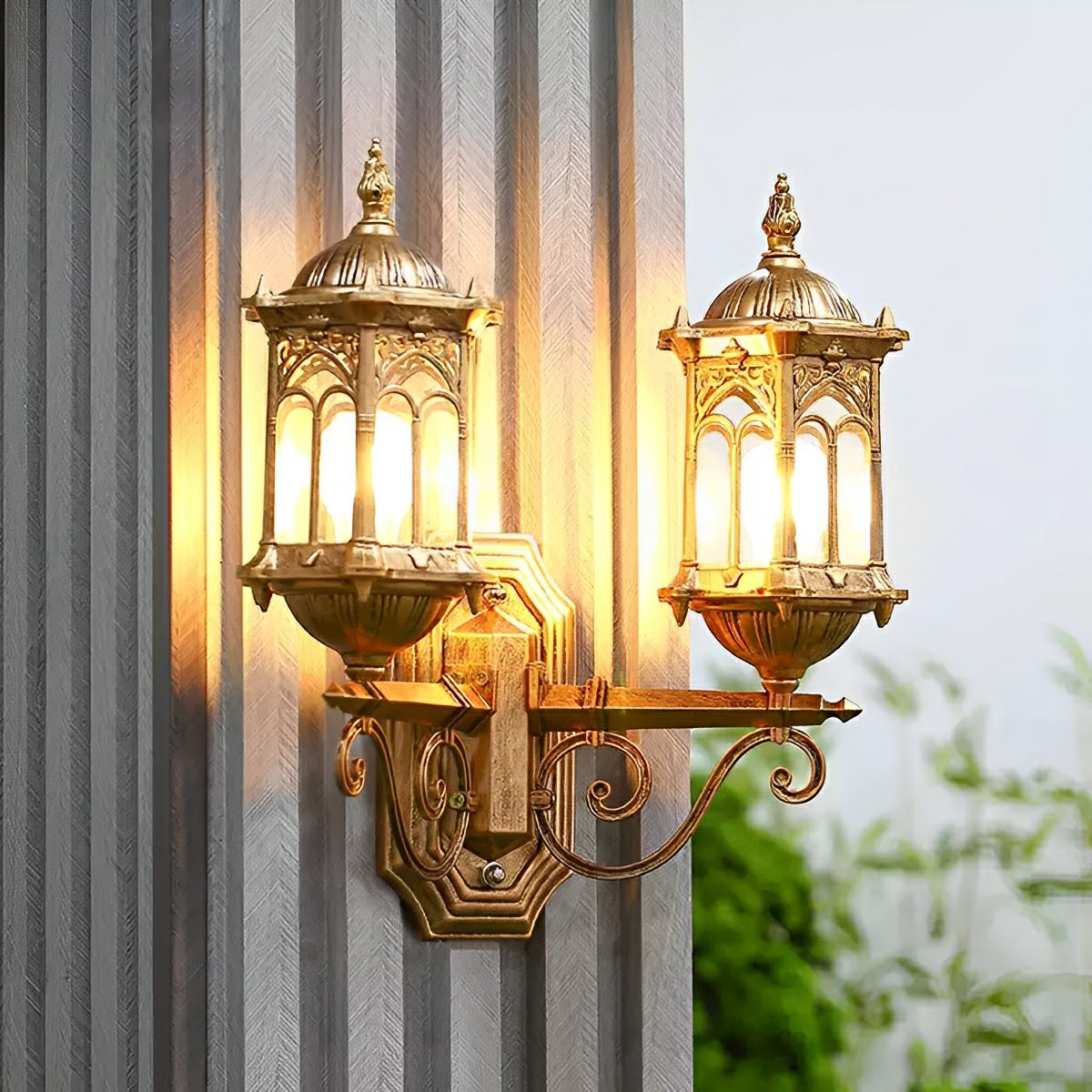 Vintage Rustic Castle Double Head  Waterproof Outdoor LED Porch Wall Lights